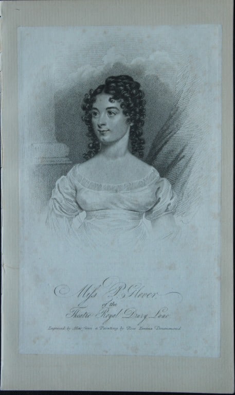 Alias - Miss P Glover of Theatre Royal, Drury Lane 1822: Size: approx 6.5in x 8.5in (16cm x 21cm)