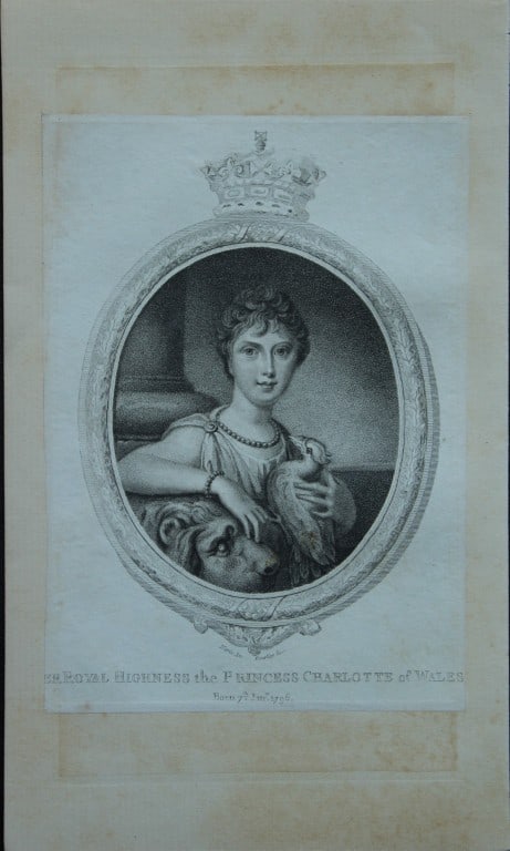 Marie Bourlier - HRH Princess Charlotte of Wales 1807: Size: approx 6.5in x 8.5in (16cm x 21cm)