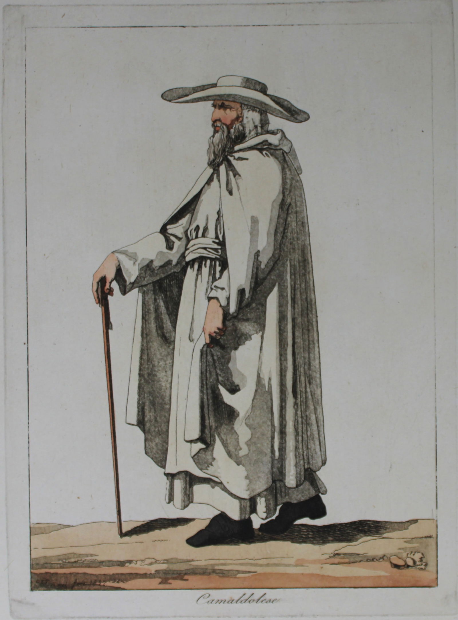 F Ferrari - Camaldolese 1823: These hand coloured engravings are from Costumi Ecclesiastici Civili e Militari della Corte di Roma by Filippo Ferrari. Published by Luigi Nicoletti, Rome 1823.They illustrate the costumes of the Papa