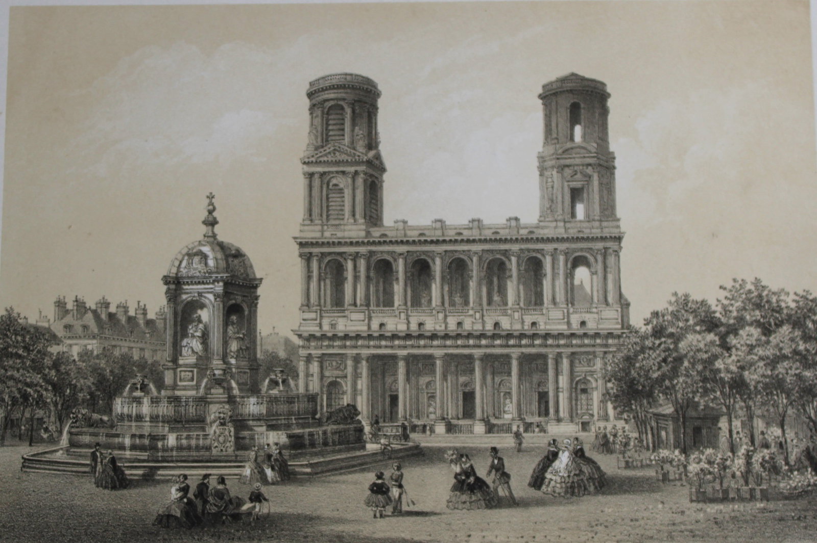 Charles Riviere - Eglise St Sulpice 1867: This chromolithograph by Charles Riviere is from Paris d'apr?s la photographie by Maison Martin. Published by Michel and printed by Becquet Freres Paris 1867.Rivi?re based his very accurate drawings o
