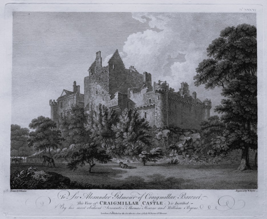 Thomas Hearne - Craigmillar Castle Mid. Lothian 1786: This antique copper engraving was published in The Antiquities of Great Britain, illustrated in Views of Monasteries, Castles, and Churches now existing. Printed by James Phillips, London and publishe