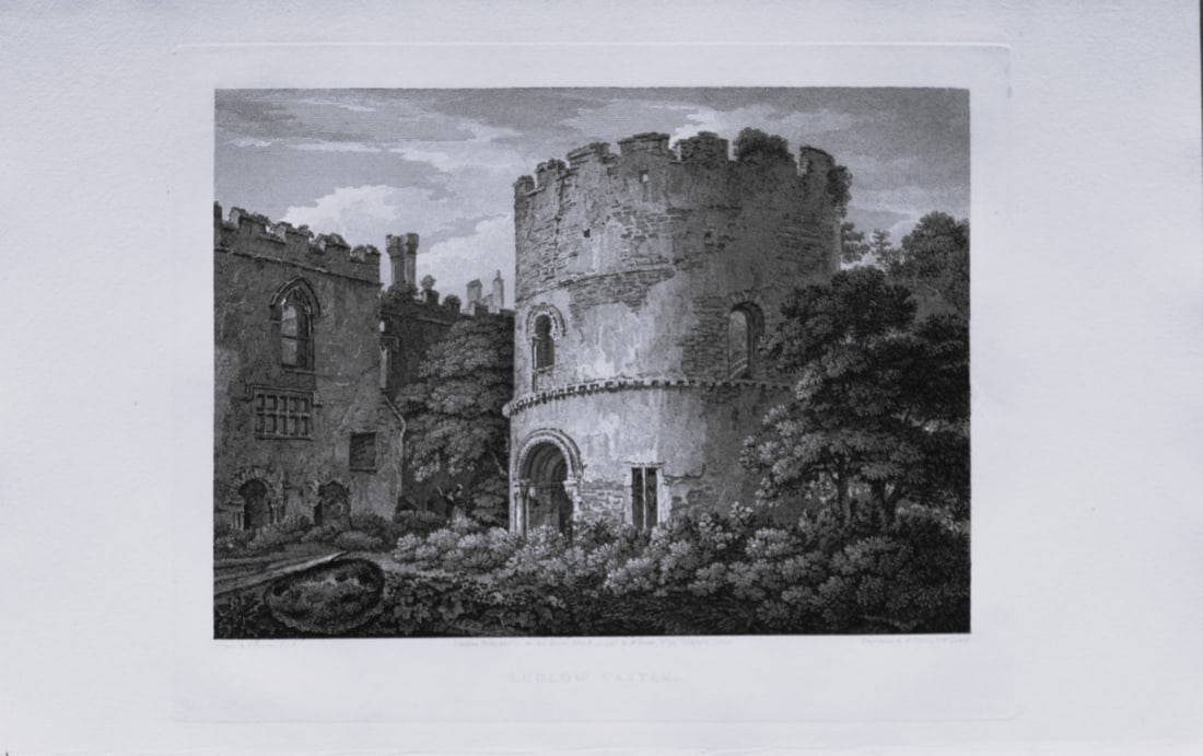 Thomas Hearne - Ludlow Castle, Interior View, Shropshire 1786: This antique copper engraving was published in The Antiquities of Great Britain, illustrated in Views of Monasteries, Castles, and Churches now existing. Printed by James Phillips, London and publishe