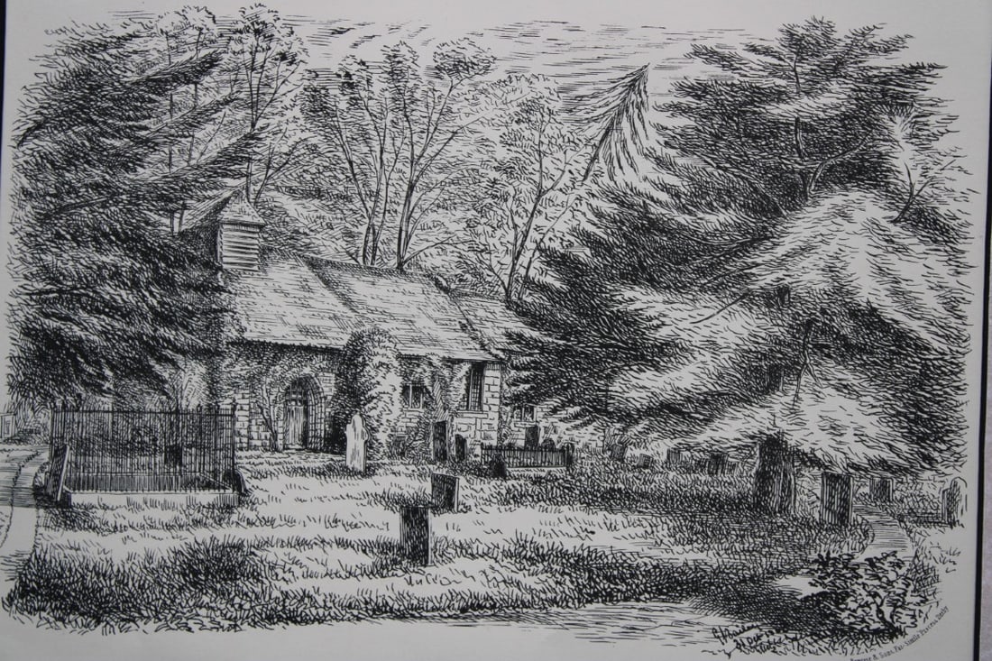 Bemrose - Osmaston Church, Derbyshire 1868: These prints of castles,stately homes etc were produced by Bemrose and Sons of Derby 1868.Size: approx. 11in x 8in (28cm x 20cm) in mount