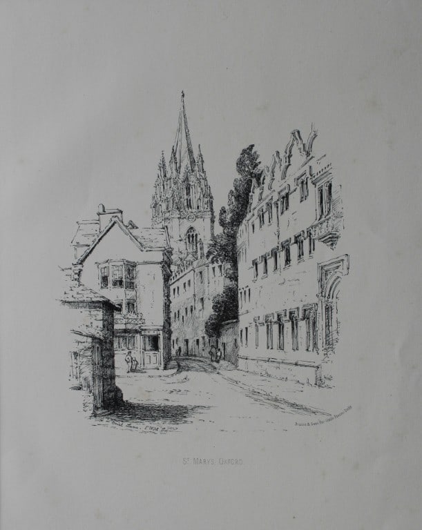 Bemrose - St Mary's, Oriel Lane, Oxford 1868: These prints of castles,stately homes etc were produced by Bemrose and Sons of Derby 1868.Size: approx. 11in x 8in (28cm x 20cm) in mount