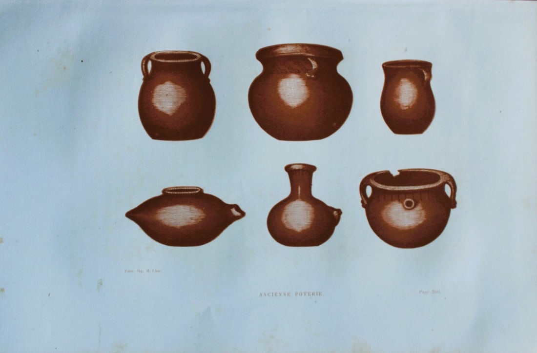 Abbe E Domenech - Ancient Pottery of North America 1860: This wood-engraved plate is from Voyage Pittoresque Dans Les Grands D?serts Du Nouveau Monde by Abbe Emmanual Domenech. Published by Morizot, Paris 1860.Domenech was a missionary in Texas and Mexico a