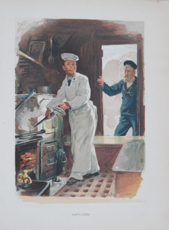 WC Symons - Ship's Cook 1890: This illustration is from the magnificent three-volume history of the British Navy entitled Her Majesty's Navy, published in London between 1890 and 1893, at the height of Queen Victoria's British Emp