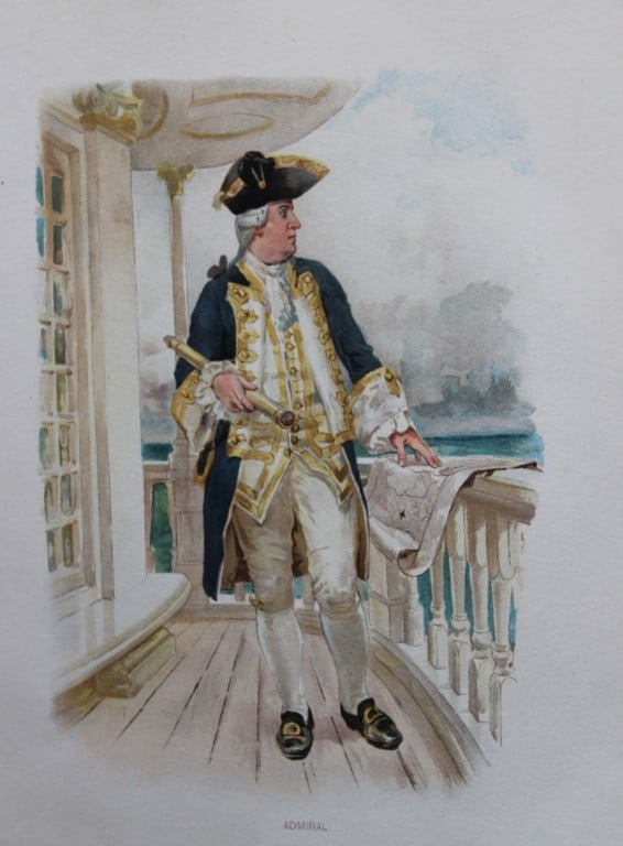 WC Symons - Admiral (18th Century) 1890: This illustration is from the magnificent three-volume history of the British Navy entitled Her Majesty's Navy, published in London between 1890 and 1893, at the height of Queen Victoria's British Emp