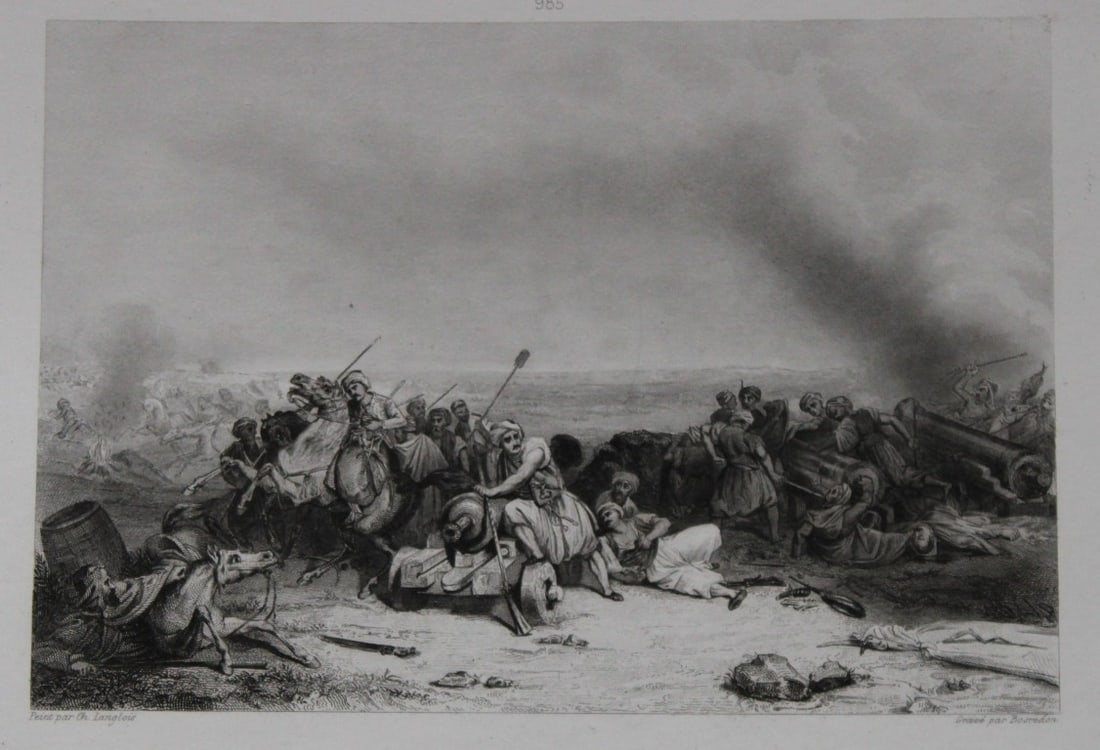 Ch. Langlois - Battle of Straoueli, Algeria engraved by Bosiedon 1840 (1 of 3)
