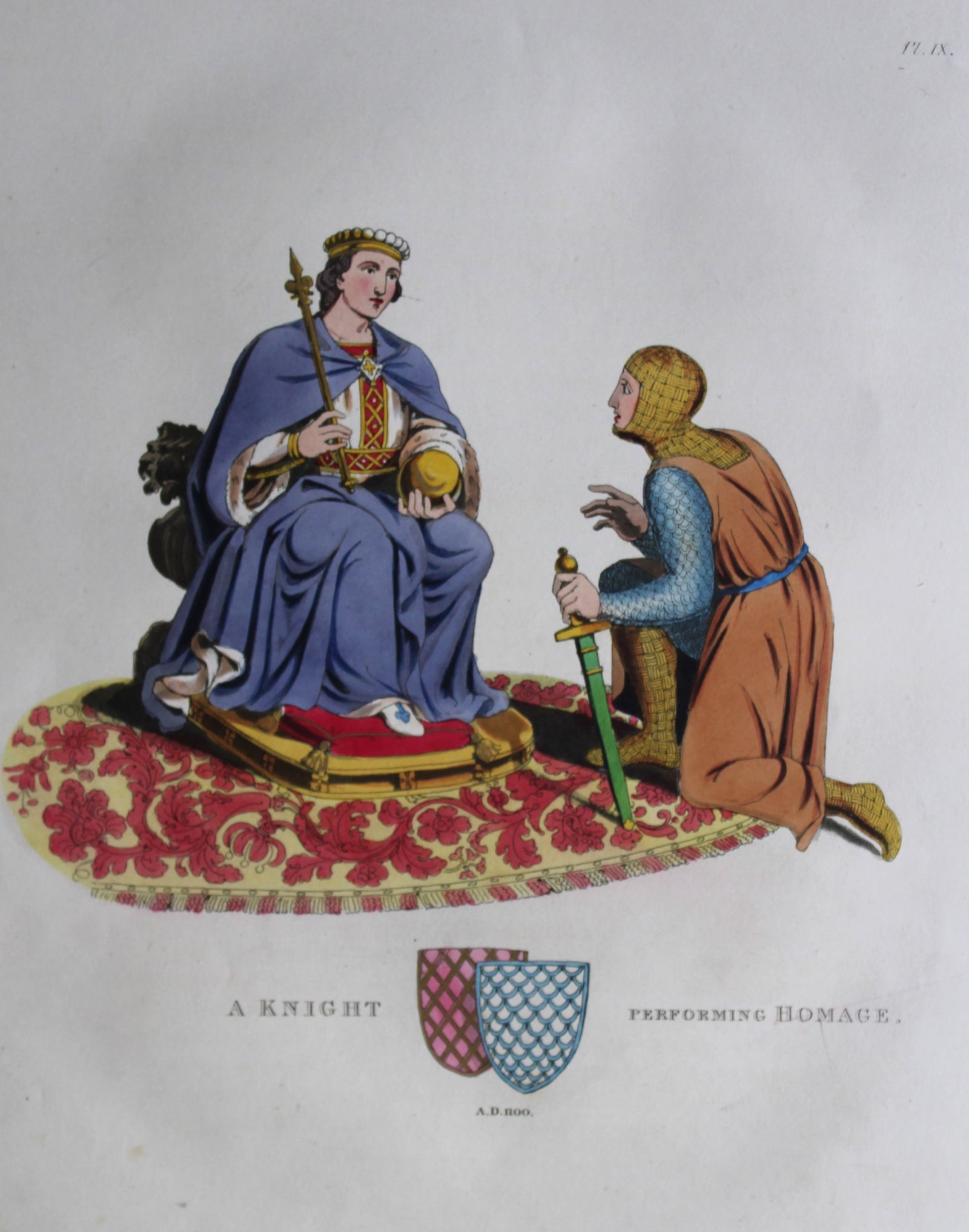 A Knight performing Homage by Samuel Meyrick 1842 (1 of 1)