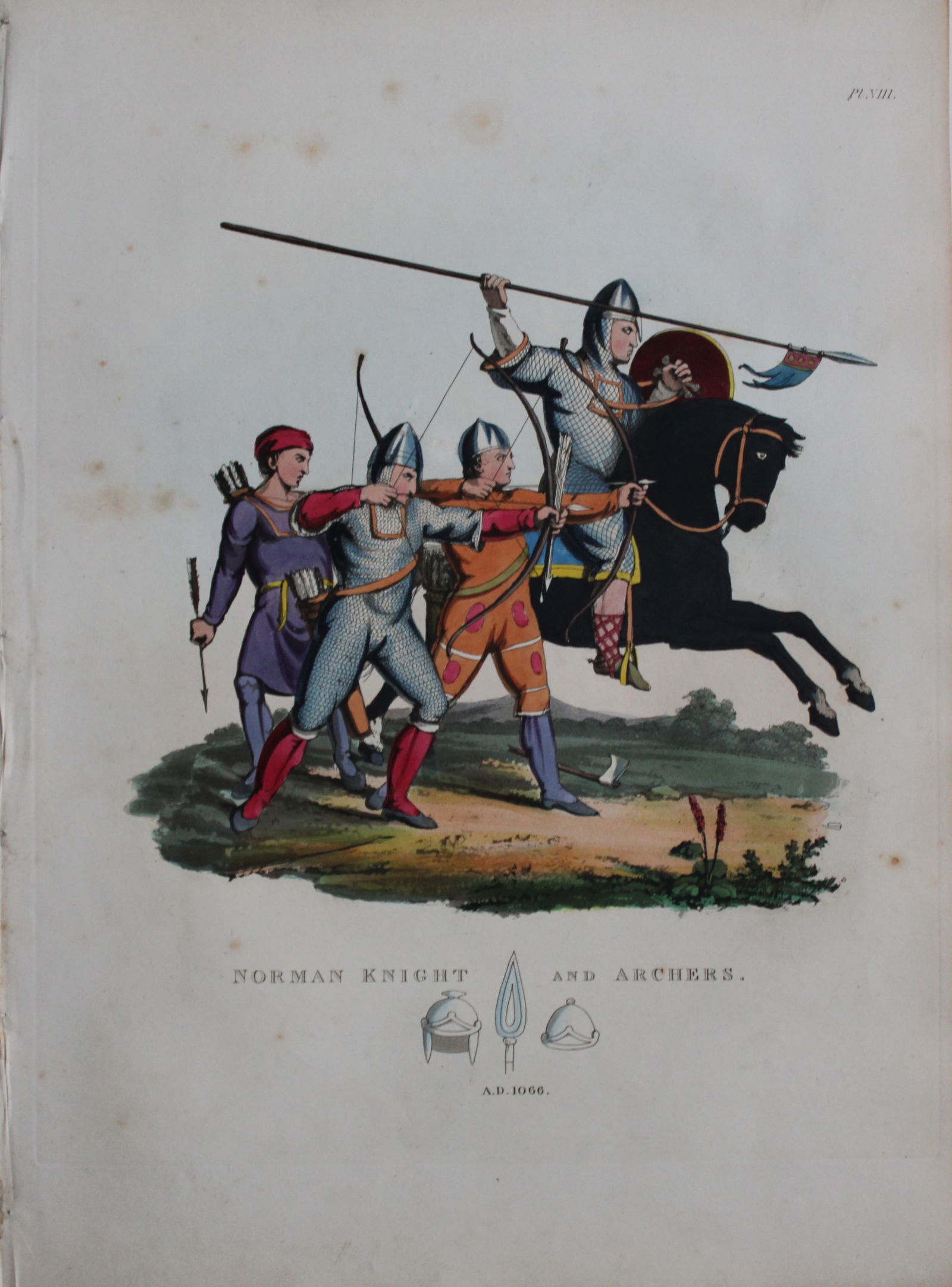 Norman Knight and Archers by Samuel Meyrick 1842 (1 of 1)