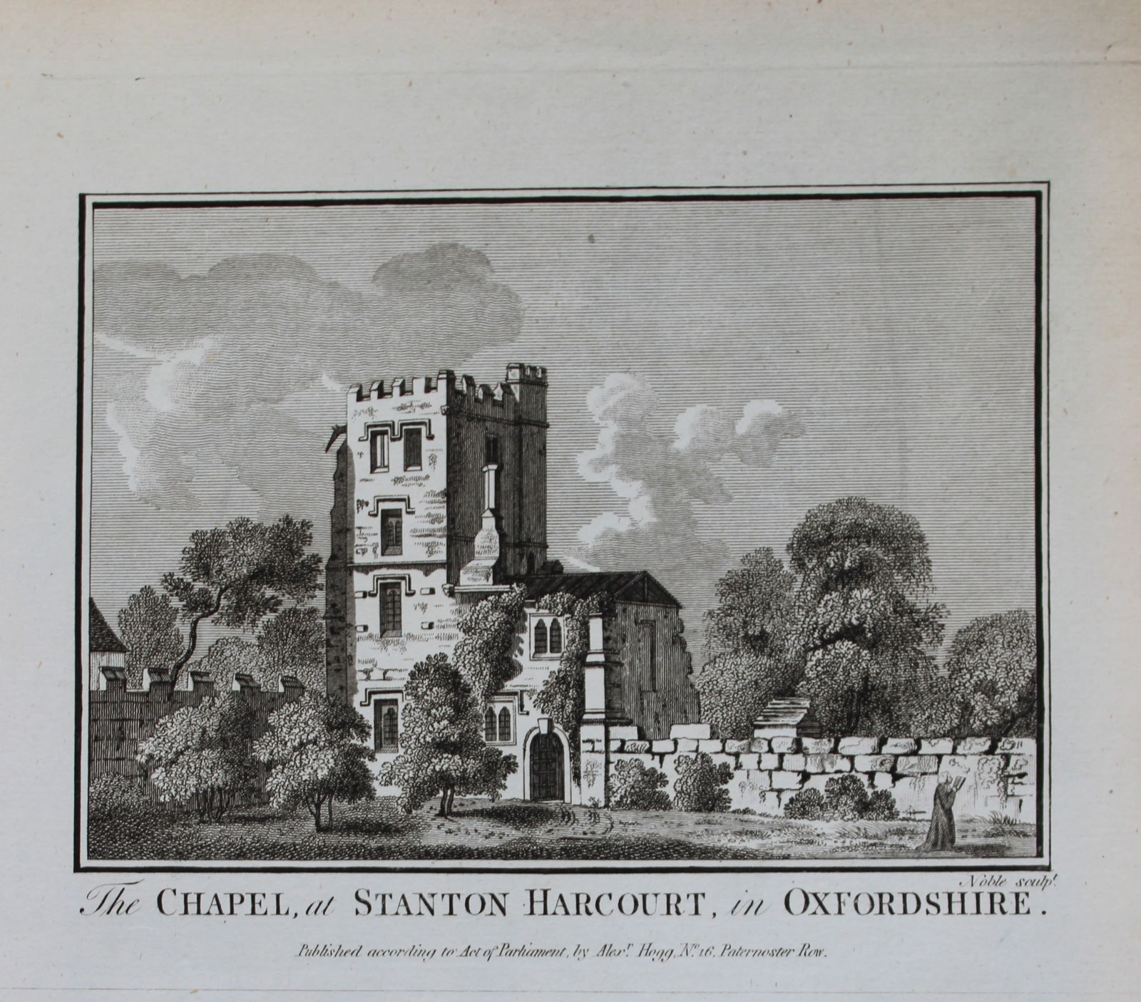 Alex Hogg - Stanton Harcourt Chapel, Oxfordshire 1786: This copperplate engraving is from Historical Descriptions of new and elegant picturesque views of the antiquities of England and Wales? by Henry Boswell. Published by Alex Hogg, London, 1786. Size: a