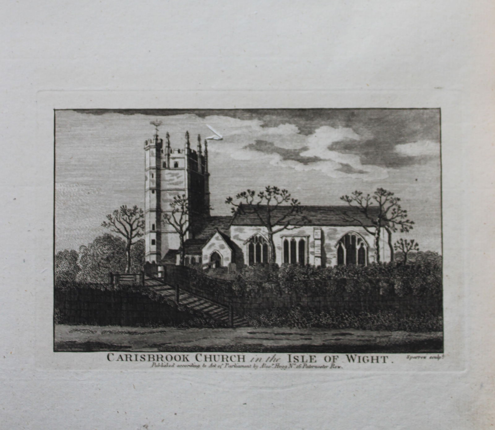 Alex Hogg - Carisbrook Church, Isle of Wight 1786: This copperplate engraving is from Historical Descriptions of new and elegant picturesque views of the antiquities of England and Wales? by Henry Boswell. Published by Alex Hogg, London, 1786. Size: a