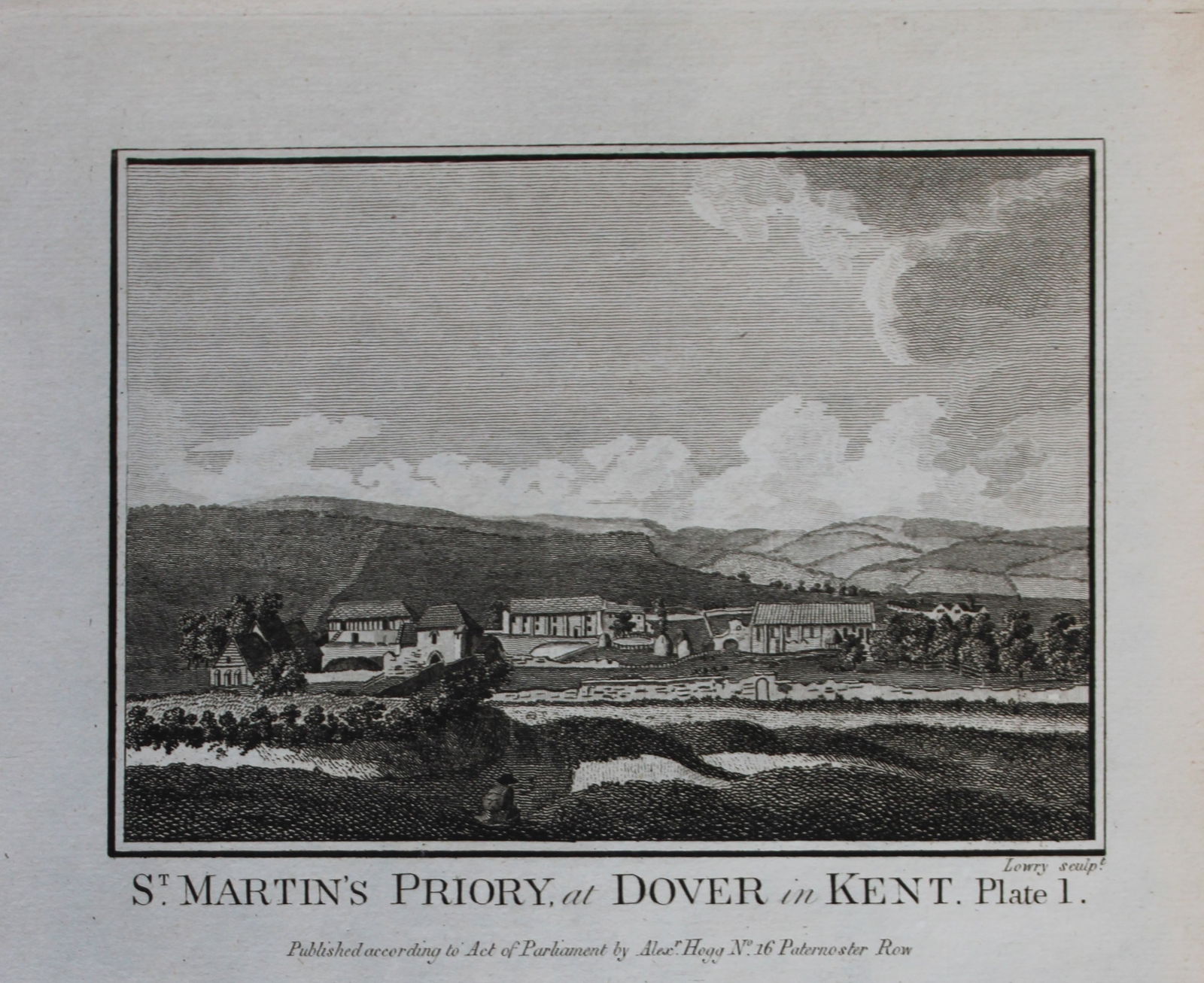 Alex Hogg - St Martin's Priory, Dover, Kent 1786: This copperplate engraving is from Historical Descriptions of new and elegant picturesque views of the antiquities of England and Wales? by Henry Boswell. Published by Alex Hogg, London, 1786. Size: a