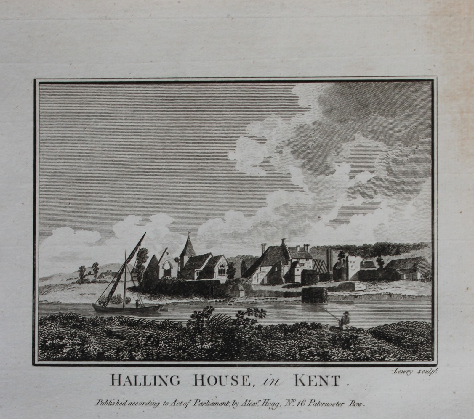 Alex Hogg - Halling House, Kent 1786: This copperplate engraving is from Historical Descriptions of new and elegant picturesque views of the antiquities of England and Wales? by Henry Boswell. Published by Alex Hogg, London, 1786. Size: a