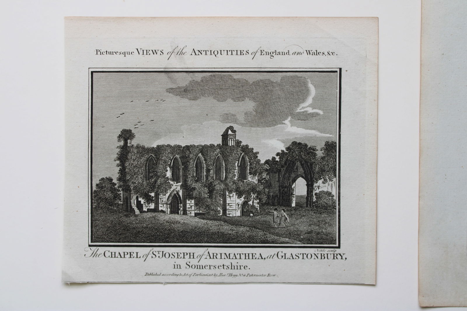 Alex Hogg - St Joseph's Chapel, Glastonbury, Somerset 1786: This copperplate engraving is from Historical Descriptions of new and elegant picturesque views of the antiquities of England and Wales? by Henry Boswell. Published by Alex Hogg, London, 1786. Size: a