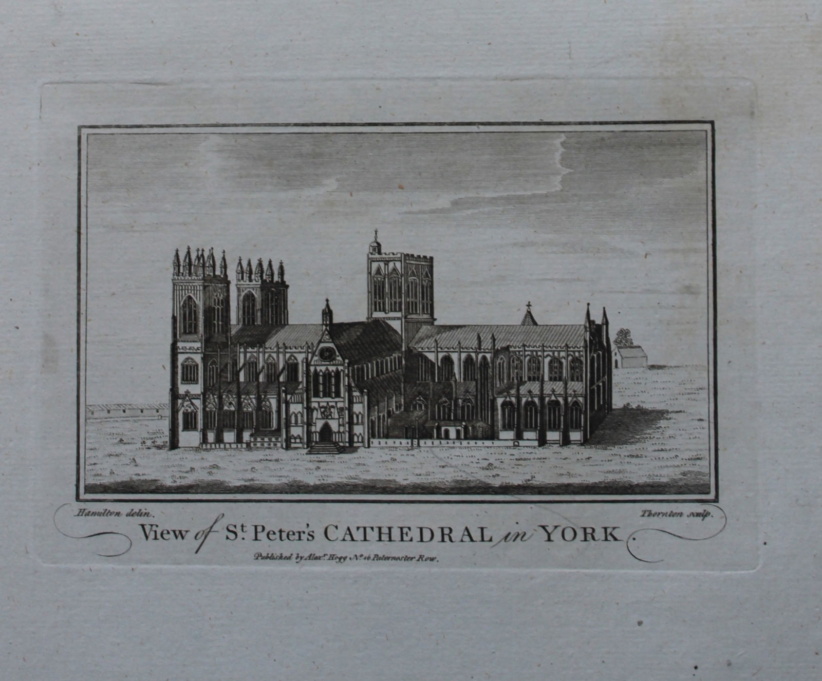 Alex Hogg - St Peter's Cathedral, York 1786: This copperplate engraving is from Historical Descriptions of new and elegant picturesque views of the antiquities of England and Wales? by Henry Boswell. Published by Alex Hogg, London, 1786. Size: a