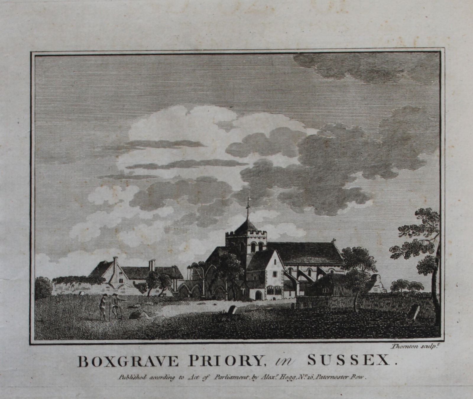 Alex Hogg - Boxgrave Priory, Sussex 1786: This copperplate engraving is from Historical Descriptions of new and elegant picturesque views of the antiquities of England and Wales? by Henry Boswell. Published by Alex Hogg, London, 1786. Size: a