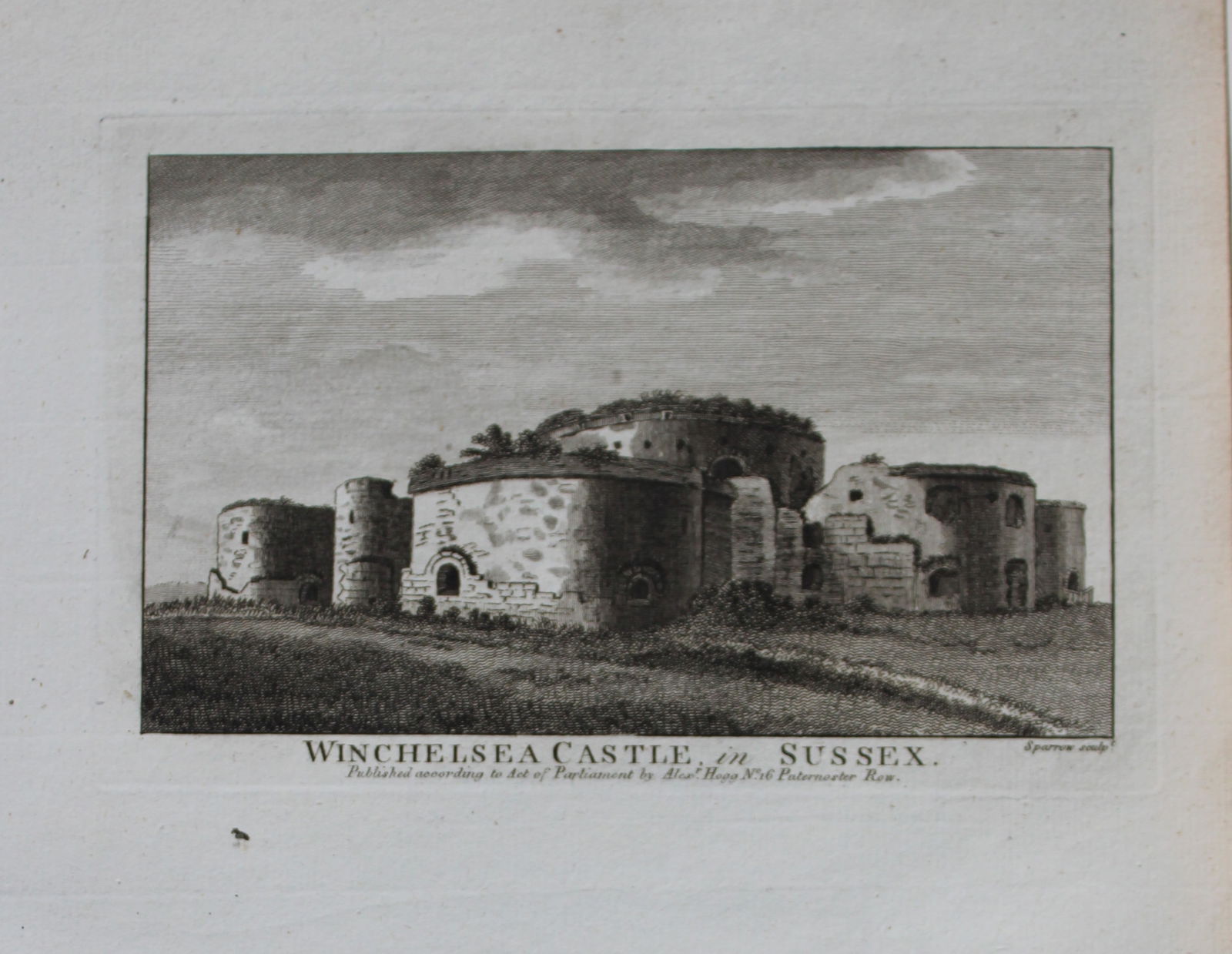 Alex Hogg - Winchelsea Castle, Sussex 1786: This copperplate engraving is from Historical Descriptions of new and elegant picturesque views of the antiquities of England and Wales? by Henry Boswell. Published by Alex Hogg, London, 1786. Size: a
