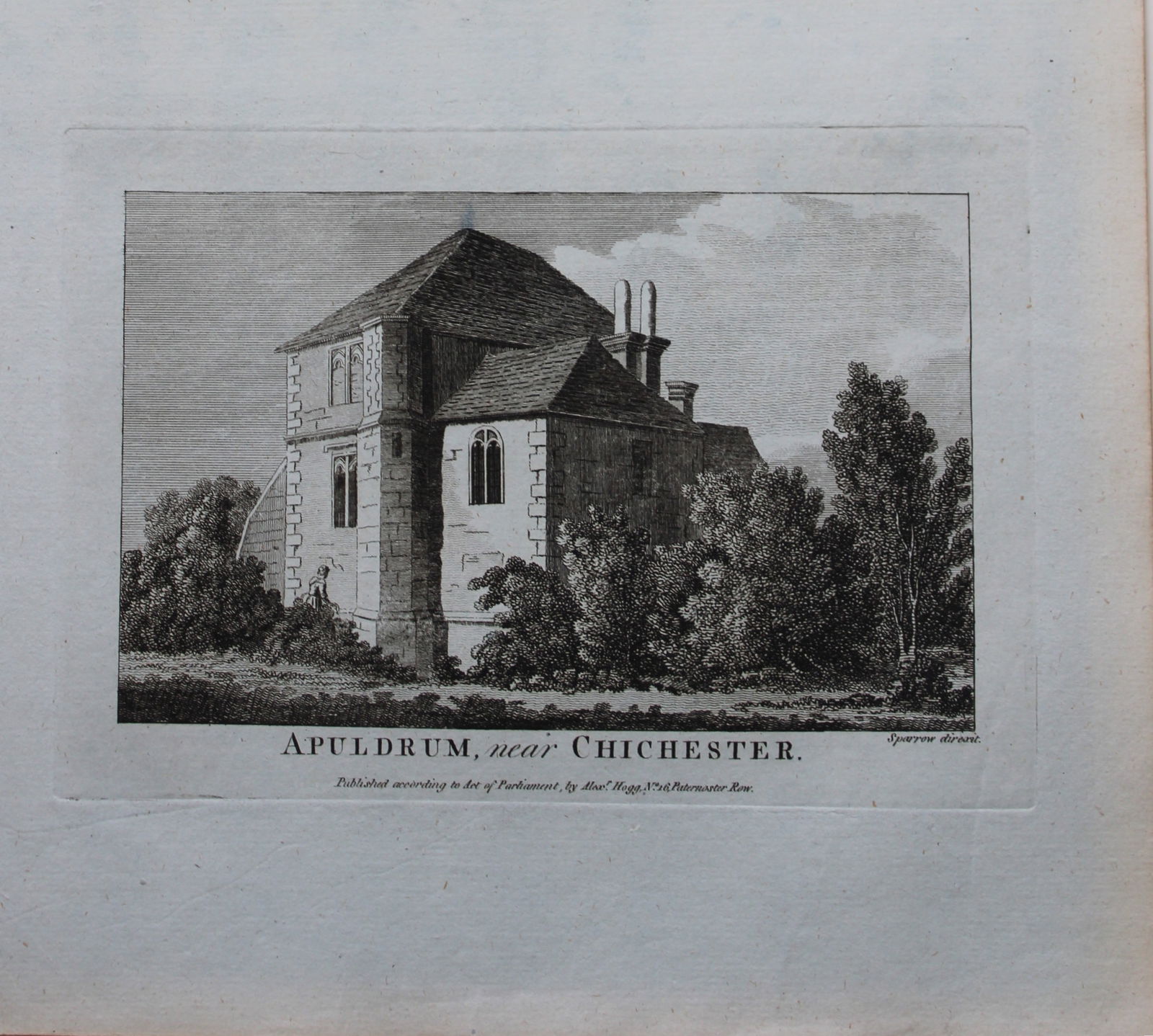 Alex Hogg - Apuldrum, Chichester 1786: This copperplate engraving is from Historical Descriptions of new and elegant picturesque views of the antiquities of England and Wales? by Henry Boswell. Published by Alex Hogg, London, 1786. Size: a