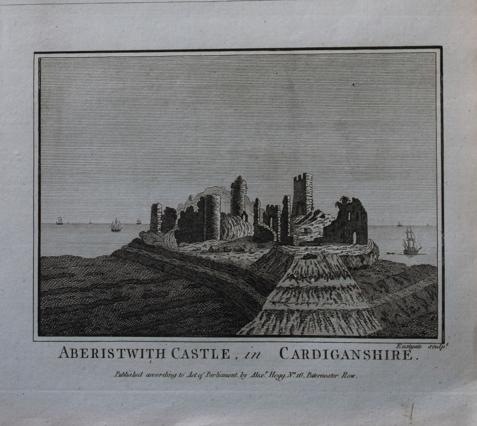 Alex Hogg - Aberistwith Castle, Cardiganshire 1786: This copperplate engraving is from Historical Descriptions of new and elegant picturesque views of the antiquities of England and Wales? by Henry Boswell. Published by Alex Hogg, London, 1786. Size: a