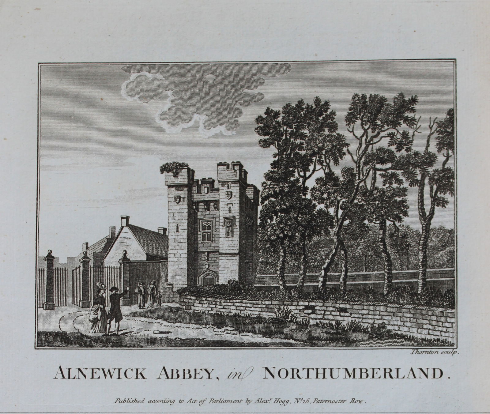 Alex Hogg - Alnewick Abbey, Northumberland 1786: This copperplate engraving is from Historical Descriptions of new and elegant picturesque views of the antiquities of England and Wales? by Henry Boswell. Published by Alex Hogg, London, 1786. Size: a