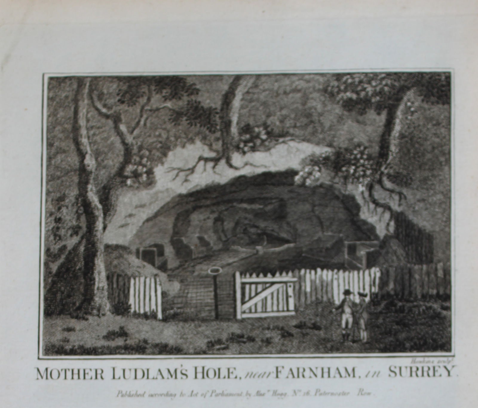 Alex Hogg - Mother Ludlam's Hole, Farnham, Surrey 1786: This copperplate engraving is from Historical Descriptions of new and elegant picturesque views of the antiquities of England and Wales? by Henry Boswell. Published by Alex Hogg, London, 1786. Size: a