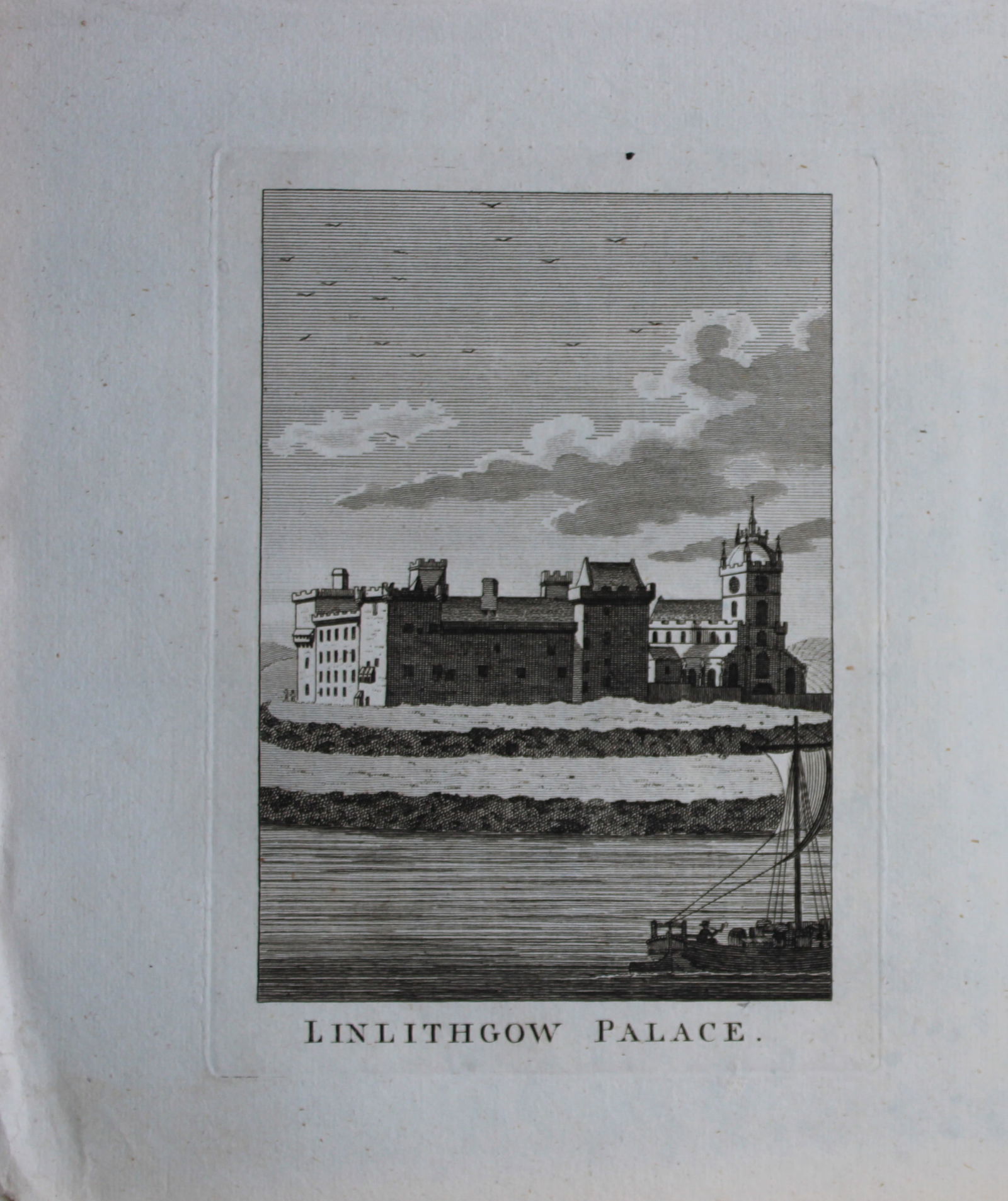 Alex Hogg - Linlithgow Palace, Scotland 1786: This copperplate engraving is from Historical Descriptions of new and elegant picturesque views of the antiquities of England and Wales? by Henry Boswell. Published by Alex Hogg, London, 1786. Size: a