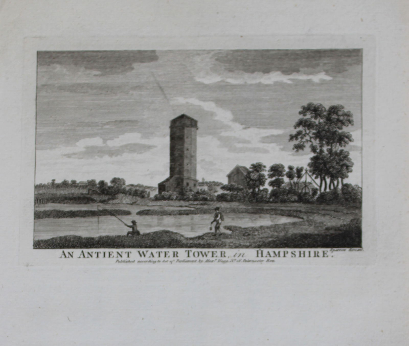 Alex Hogg - Water Tower, Hampshire 1786: This copperplate engraving is from Historical Descriptions of new and elegant picturesque views of the antiquities of England and Wales? by Henry Boswell. Published by Alex Hogg, London, 1786. Size: a