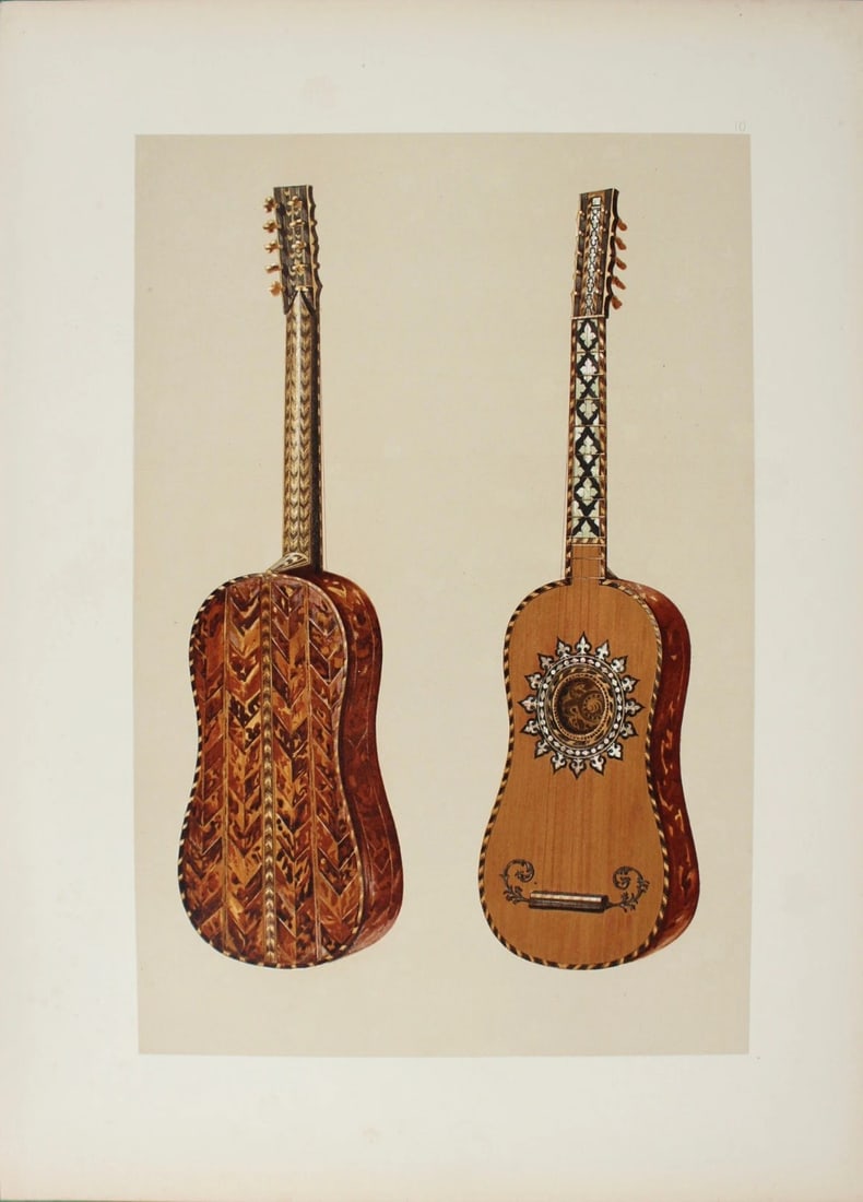 Hipkins - Rare lithograph of Rizzio Guitar by W Gibb 1888 (1 of 1)