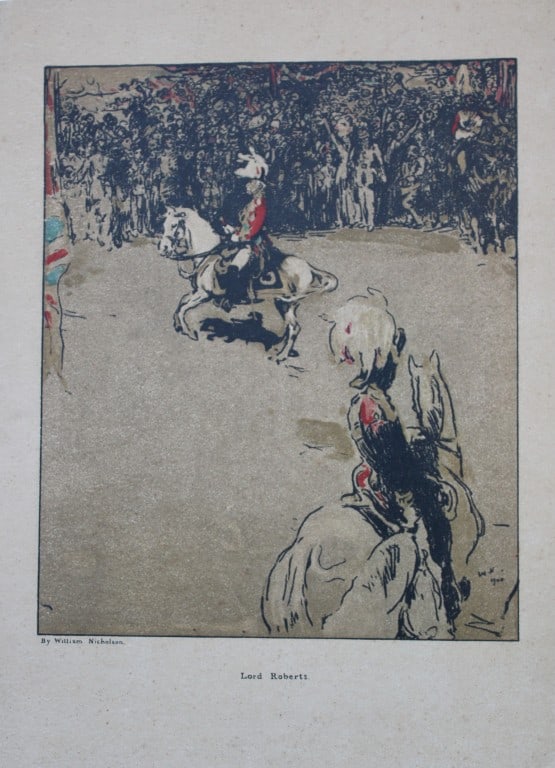 William Nicholson - Lord Roberts on Horseback 1900: This rare lithograph is by William Nicholson, published by William Heinemann, London in 1900.Size 12in x 16in (30cm x 40cm)