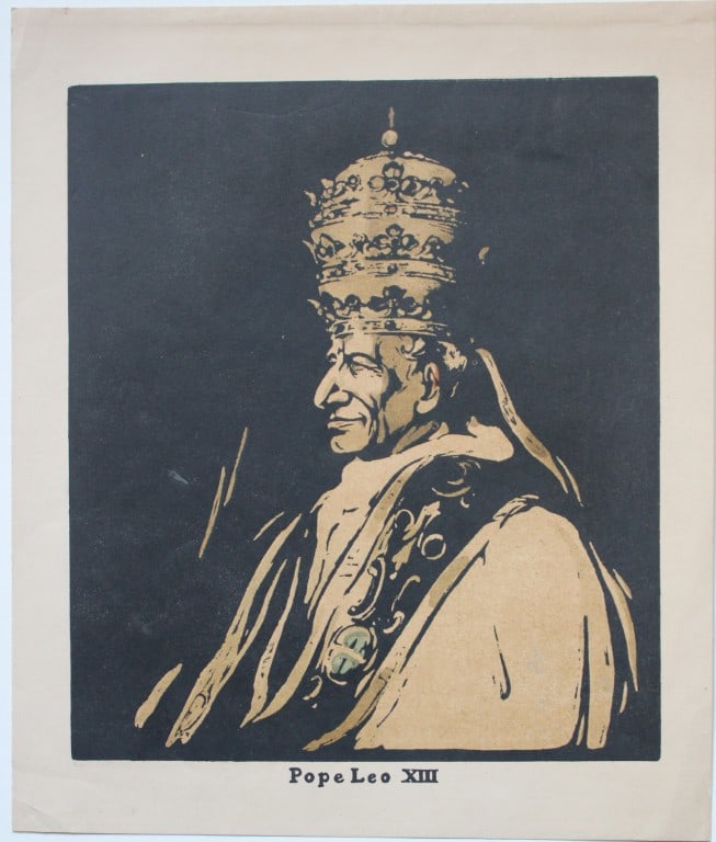 William Nicholson - Pope Leo XIII 1901: This lithograph is from the second series of Twelve Portraits by William Nicholson, published by William Heinemann, London in September 1901.Size 10.25in x 10.6in (26cm x 27cm)