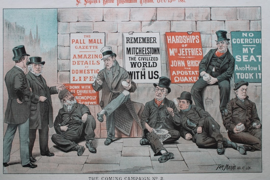 Tom Merry political cartoon - The Coming Campaign No. 2 1887 (1 of 2)