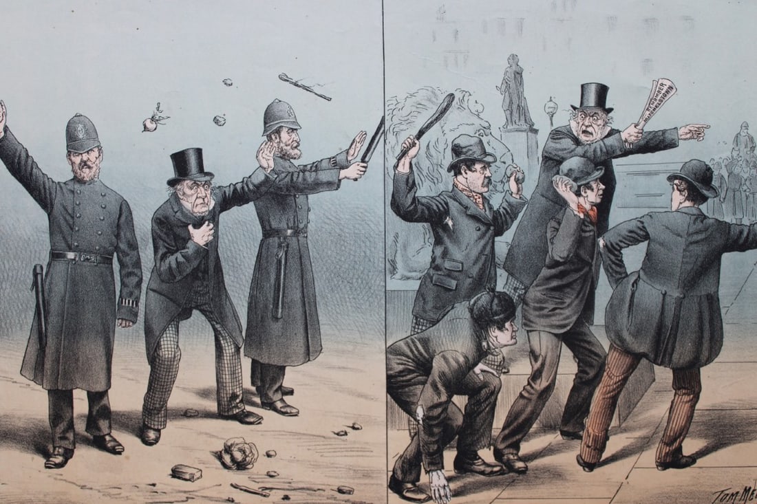 Tom Merry political cartoon - Politics and the Police 1887 (1 of 2)