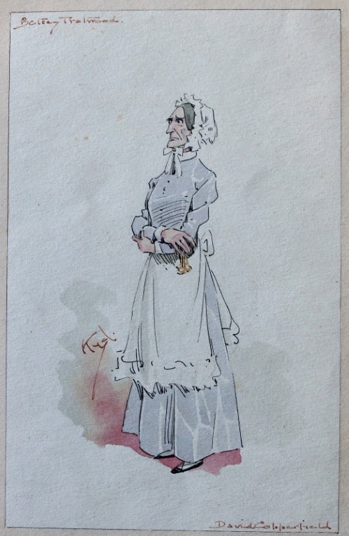 Clayton Clarke (Kyd) - Rare watercolour of Betsy Trotwood 1890 (1 of 2)