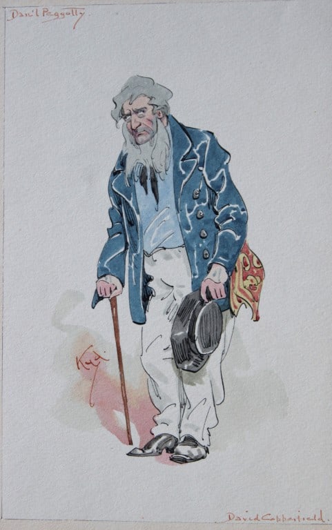 Clayton Clarke (Kyd) - Rare watercolour of Daniel Peggotty 1890 (1 of 2)
