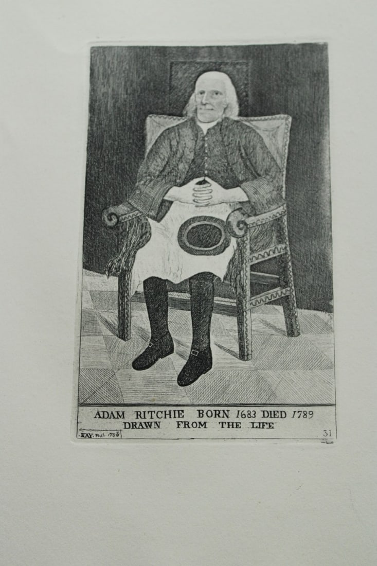 John Kay - 2 etchings of Scottish characters 1877: These engravings are from A Series of Original Portraits and Caricature Etchings by John Kay. Published by Adam and Charles Black, Edinburgh, 1877. Kay was a caricaturist, engraver and miniature paint