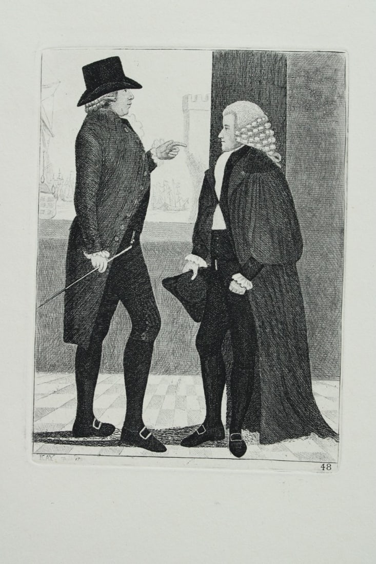 John Kay - 2 etchings of Scottish characters 1877: These engravings are from A Series of Original Portraits and Caricature Etchings by John Kay. Published by Adam and Charles Black, Edinburgh, 1877. Kay was a caricaturist, engraver and miniature paint