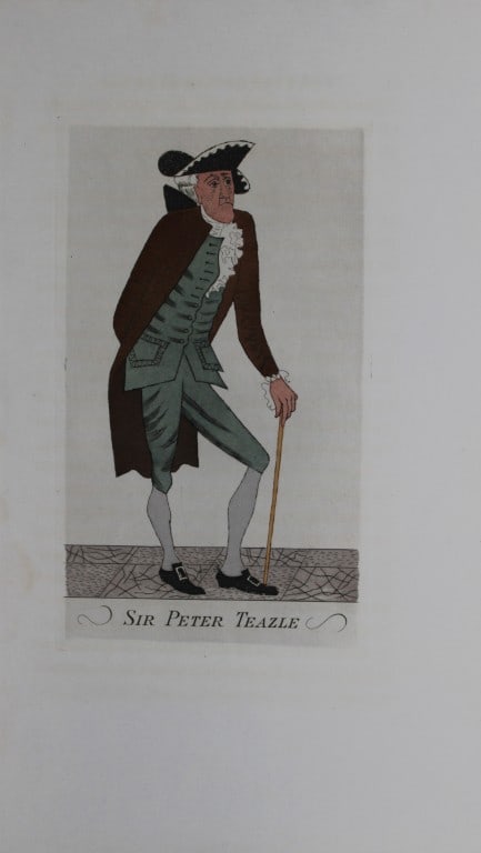 R Ben Sussan - 2 hand-coloured etchings from The School for Scandal by Sheridan 1934: Sir Peter Teazle and Sir Oliver Surface.These hand coloured etchings by Rene Ben Sussan are from The School for Scandal ? A Comedy by R Sheridan. Published in Oxford and printed for the Members of the