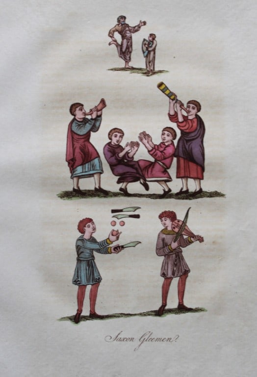 Joseph Strutt - Mummeries & Gleemen 1801: These beautifully hand-coloured engraved plates are from Glig-Gamena Angel-Deod, or, The Sports and Pastimes of the People of England by Joseph Strutt. Published by T. Bensley & J. White, London 1801.