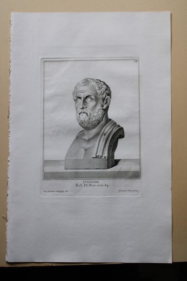 Giovanni Campiglia- Bust of Tucidide by Silvestro Pomared 1741: This engraving is from Del Museo Capitolino, Tomo I, Contente Immagi D'vomini illusti by Giovanni Bottari. Rome: si vente alla Calcografia Cambrale al Piede di Marmo 1741, Title translates as: Of the