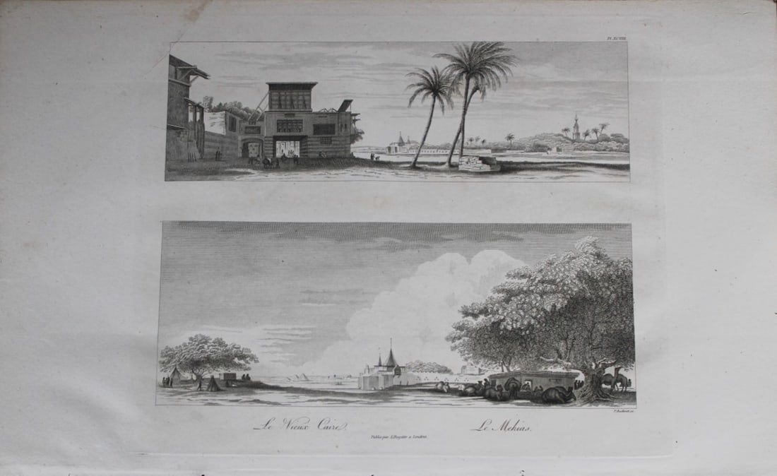 Le Vieux Caire by Vivant Denon 1807: This is plate 98 from the Voyage dans la Basse et la Haute-Egypte pendant les campagnes du General Bonaparte by Dominique Vivant Denon. Published by Samuel Bagster, London 1807.The first member of the