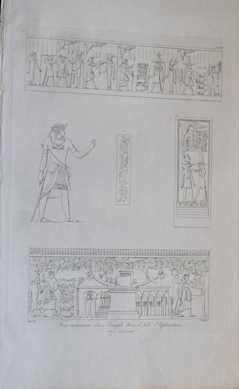 Temple dans l'Isle Elephantine by Vivant Denon 1807: This is plate 70 from the Voyage dans la Basse et la Haute-Egypte pendant les campagnes du General Bonaparte by Dominique Vivant Denon. Published by Samuel Bagster, London 1807.The first member of the