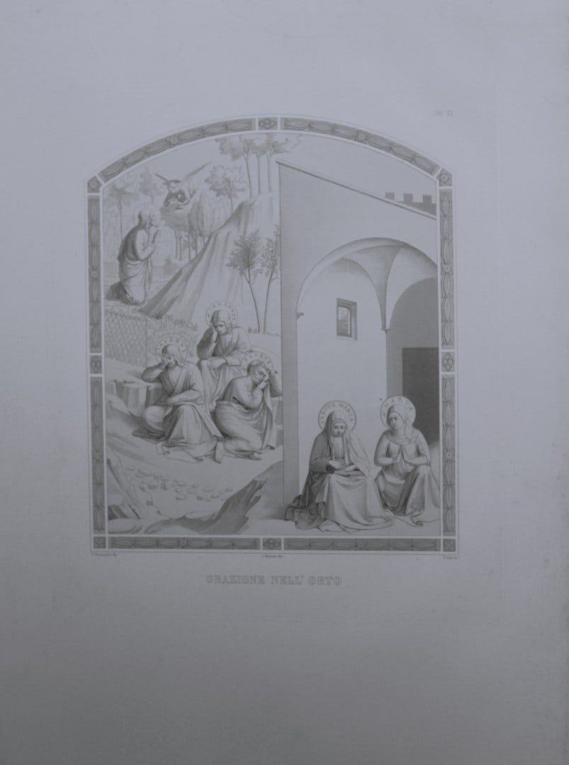 B. Giovanni Angelico - Engraving of the frescoes in San Marco, Florence 1853: This engraving is from San Marco, Convento dei Padri Predicatori in Firenze, illustrato e inciso principalmente nei dipinti del B. Giovanni Angelico, con la Vita dello stesso pittore, e un sunto stori