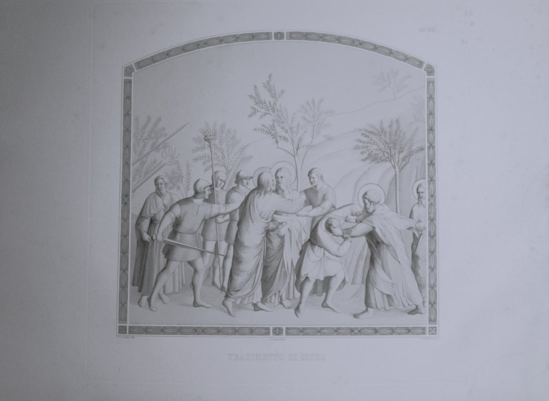 B. Giovanni Angelico - Engraving of the frescoes in San Marco, Florence 1853: This engraving is from San Marco, Convento dei Padri Predicatori in Firenze, illustrato e inciso principalmente nei dipinti del B. Giovanni Angelico, con la Vita dello stesso pittore, e un sunto stori