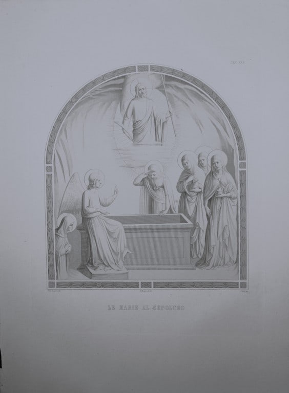 B. Giovanni Angelico - Engraving of the frescoes in San Marco, Florence 1853: This engraving is from San Marco, Convento dei Padri Predicatori in Firenze, illustrato e inciso principalmente nei dipinti del B. Giovanni Angelico, con la Vita dello stesso pittore, e un sunto stori