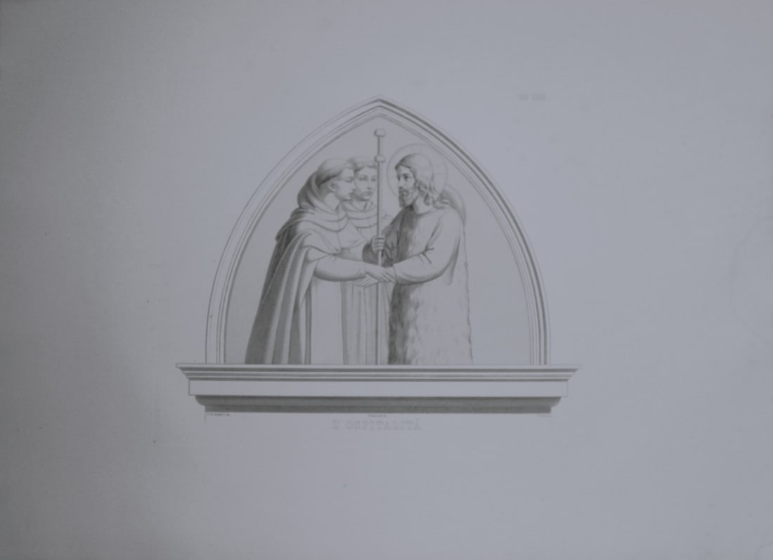 B. Giovanni Angelico - Engraving of the frescoes in San Marco, Florence 1853: This engraving is from San Marco, Convento dei Padri Predicatori in Firenze, illustrato e inciso principalmente nei dipinti del B. Giovanni Angelico, con la Vita dello stesso pittore, e un sunto stori
