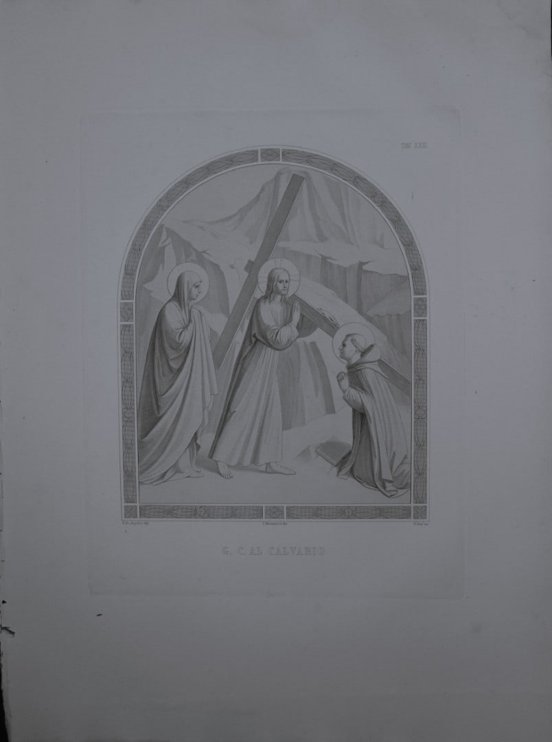 B. Giovanni Angelico - Engraving of the frescoes in San Marco, Florence 1853: This engraving is from San Marco, Convento dei Padri Predicatori in Firenze, illustrato e inciso principalmente nei dipinti del B. Giovanni Angelico, con la Vita dello stesso pittore, e un sunto stori
