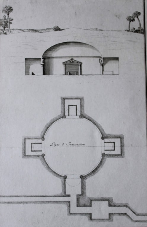 Plan of Temple at Negropole by Capt. FL Norden 1792: This copperplate engraving is from The Antiquities, Natural History, Ruins and Other Curiosities of Egypt, Nubia and Thebes by Frederic Lewis (or Ludvig) Norden. Printed for Edward Jeffreys, London 17