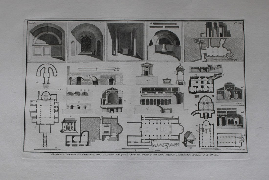 Seroux D'Agincourt - Original engraving of ancient monuments 1823: This engraving is from Histoire de l'art par les monumens, depuis sa decadence au IVe siecle jusqu'a son renouvellement au XIVe by Jean Baptiste Louis Georges Seroux d'Agincourt,Issued in 24 parts, 18