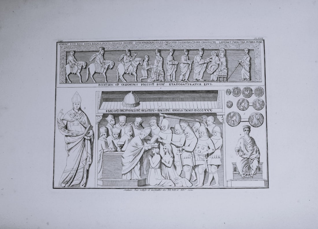 Seroux D'Agincourt - Original engraving of ancient monuments 1823: This engraving is from Histoire de l'art par les monumens, depuis sa decadence au IVe siecle jusqu'a son renouvellement au XIVe by Jean Baptiste Louis Georges Seroux d'Agincourt,Issued in 24 parts, 18
